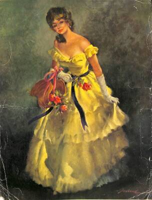 Yağlı Boya Görünümlü - Kadın Kartpostal KRT19627 - 1