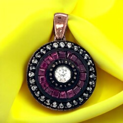 Yakut ve Pırlanta Taşlı 8 Ayar Altın Kolye Ucu ELM297 #6.90 - Gökçekoleksiyon