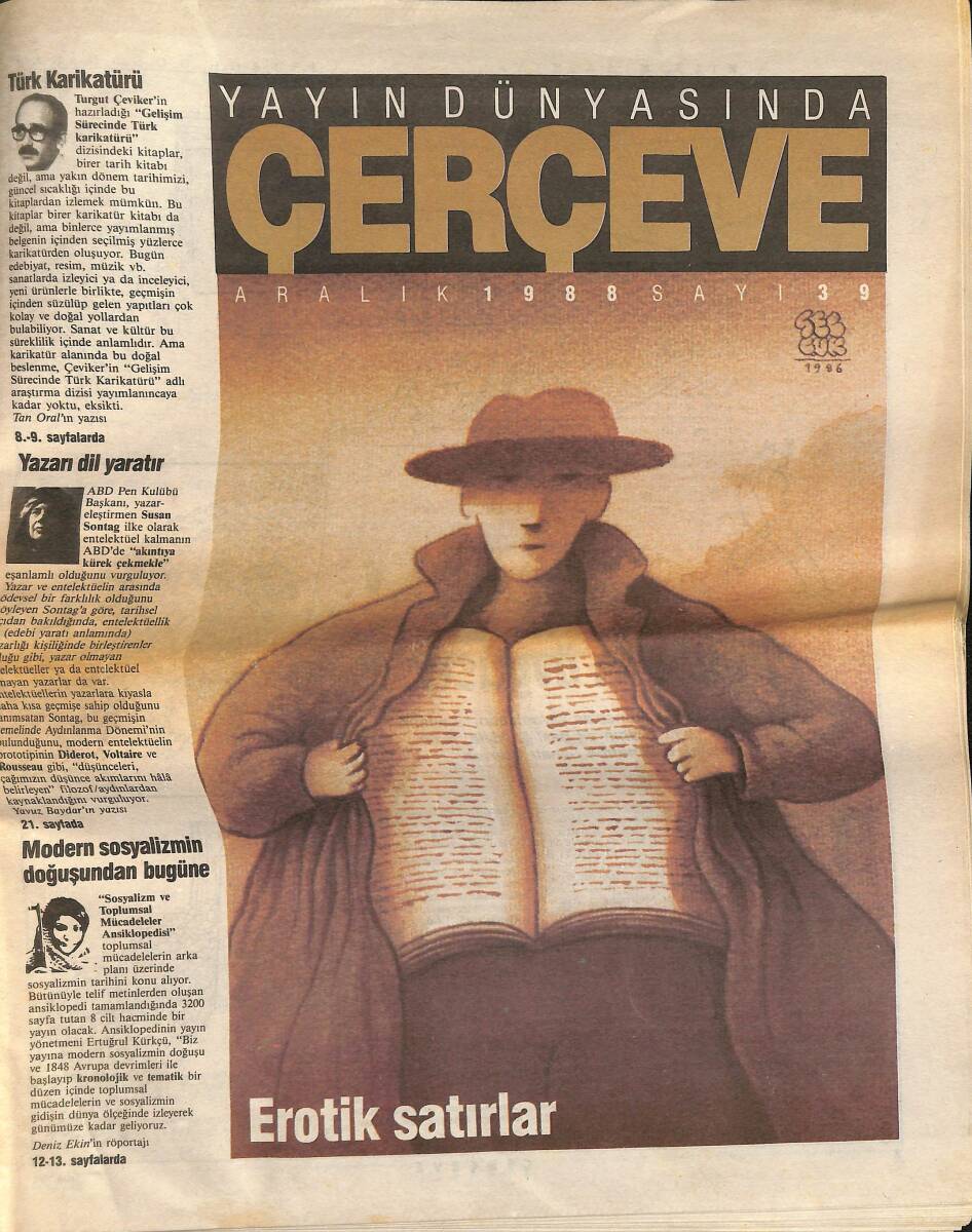 Yayın Dünyasında Çerçeve Dergisi Aralık 1988 - Erotik Satırlar - Modern Sosyalizmin Doğuşundan Bugüne - Türk Karikatürü GZ137592 - 1