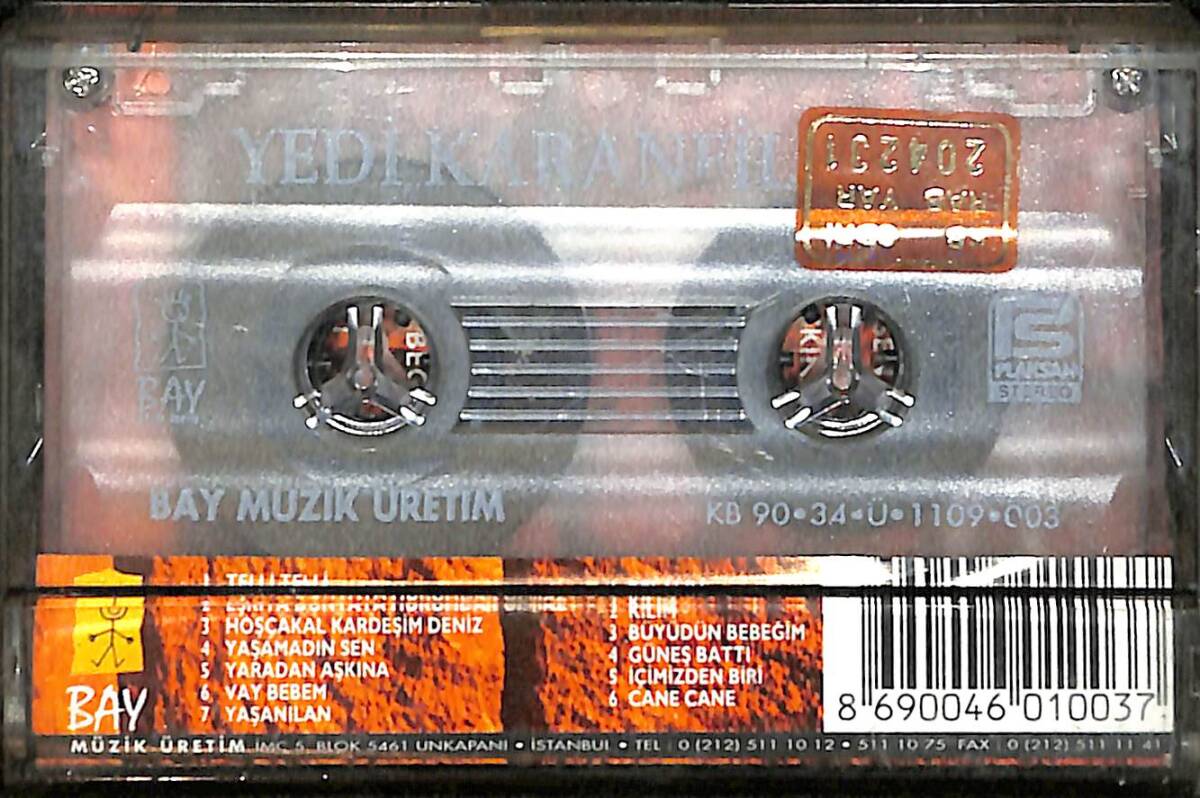 Yedi Karanfil Enstrumantal - Zülfü Livaneli, Ahmet Kaya, Fatih Kısaparmak, Kaset (İkinci El) KST29257 - 2