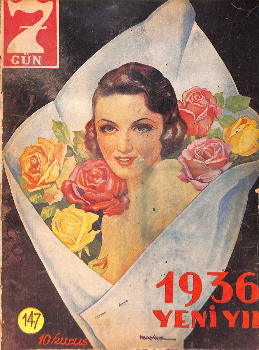 Yedigün Dergisi 1 Ocak 1936 No.147 - İbrahim Alaettin Gövsa - Hüseyin Cahit Yalçın - Salah Cimboz - Berlin Olimpiyatları NDR95392 - 1