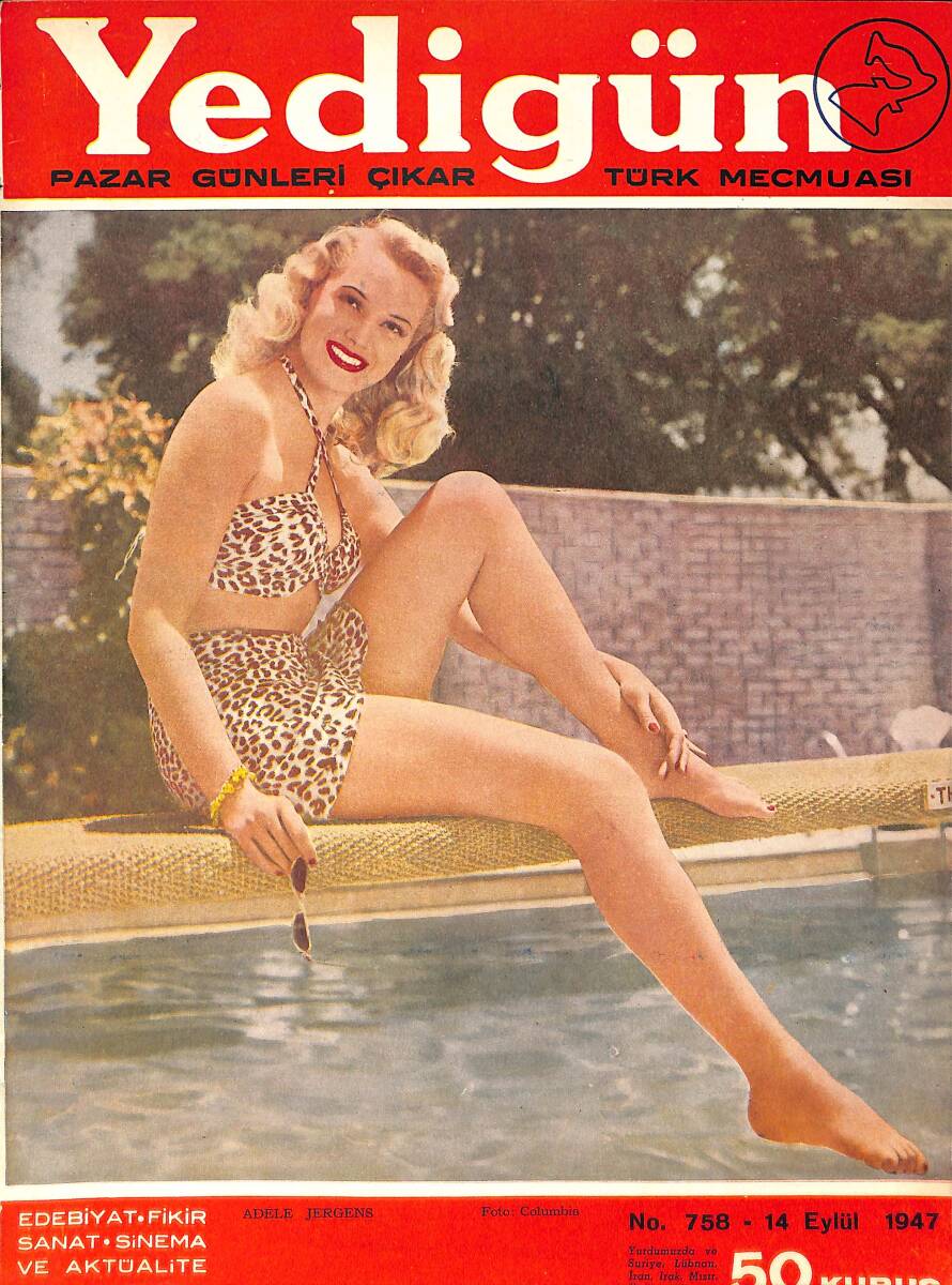 Yedigün Dergisi 14 Eylül 1947 No.758 - Anita Louise - Seyhan Takımı Yüzmede Birinci Oldular NDR93454 - 1