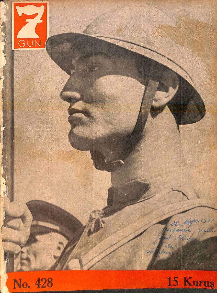 Yedigün Dergisi 19 Mayıs 1941 No.428 - Hüseyin Cahit Yalçın - Nurullah Berk - Aşık Ömer - Şükrü Kaya - M. Behçet Yazar NDR95437 - 1