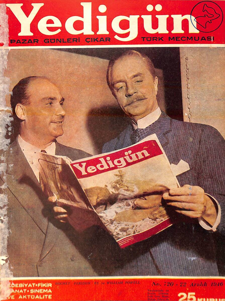 Yedigün Dergisi 22 Aralık 1946 No.720 - Kapak: Hikmet Feridun Es ve William Powell NDR95419 - 1