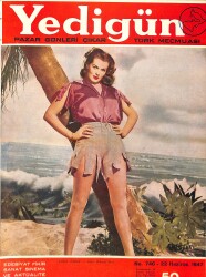 Yedigün Dergisi 22 Haziran 1947 No.746 - Kapak: Janis Paige - Andrea King - Betty Grable - Hedy Lamarr - Judy Garland - Rita Hayworth - Ester Williams NDR93677 - Gökçekoleksiyon
