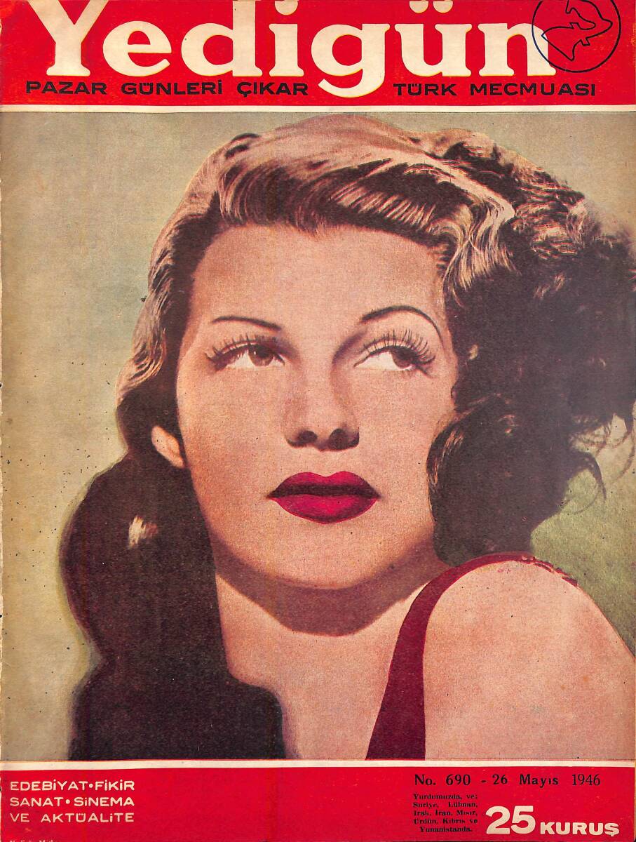 Yedigün Dergisi 26 Mayıs 1946 Sayı 690 - Hollywood Dedikoduları - Rita Hayworth, Blenn Ford'a Kocasıyla Çocuğunun Fotoğrafını Gösteriyor NDR94627 - 1