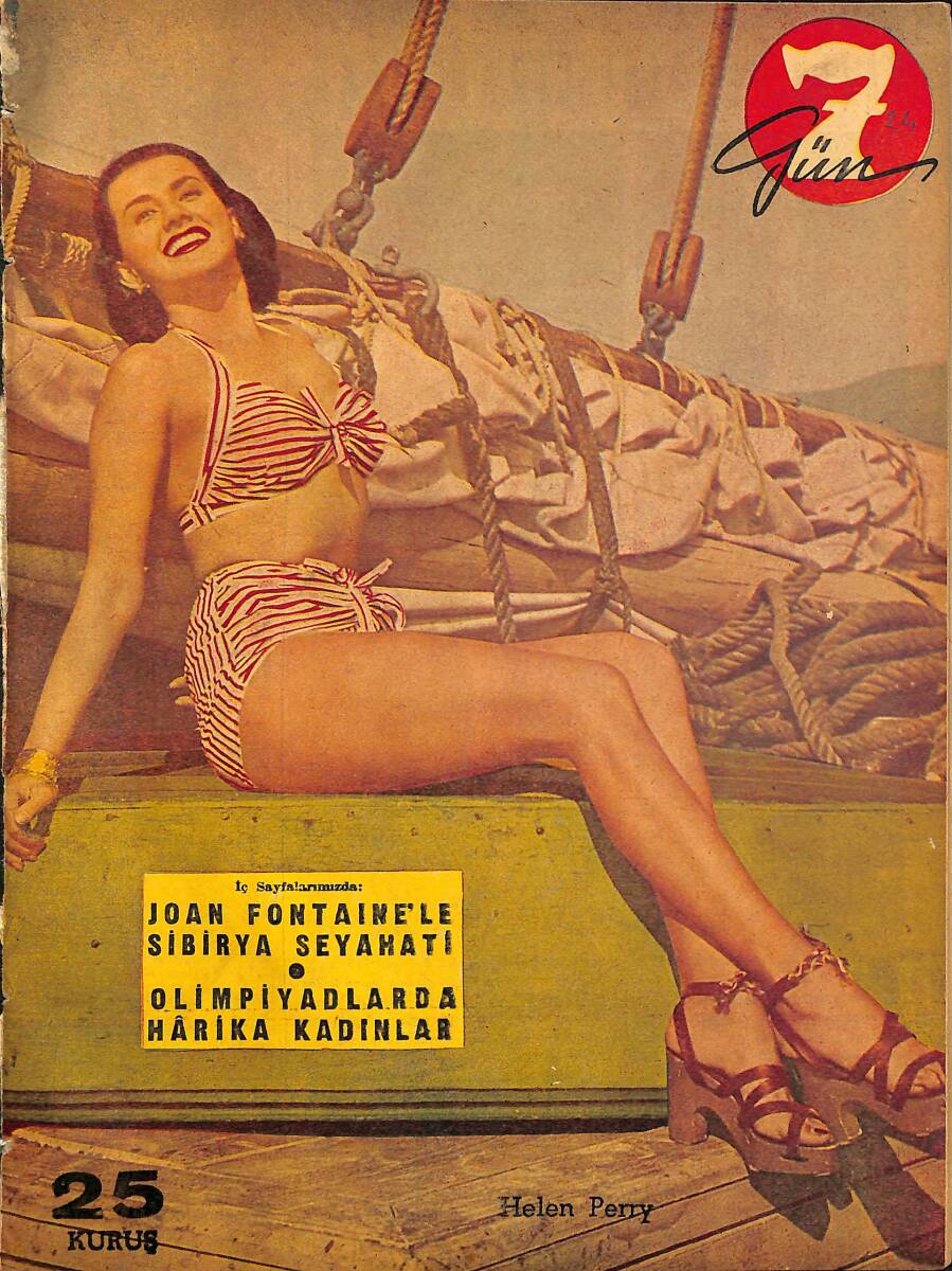 Yedigün Dergisi 28 Ağustos 1948 Sayı : 24 - Kapak : Helen Perry - Dünya Güreş Şampiyonlarımız NDR98372 - 1