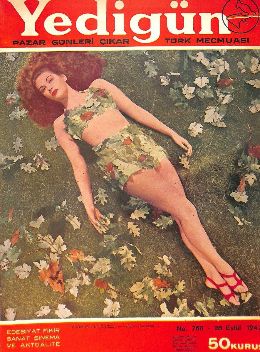 Yedigün Dergisi 28 Eylül 1947 No.760 - Kapak: Yvonne de Carlo - İbrahim Alaettin Gövsa - Rakım Çalapala - Karime Nadir - Fuat Edip Baksı NDR93566 - 1