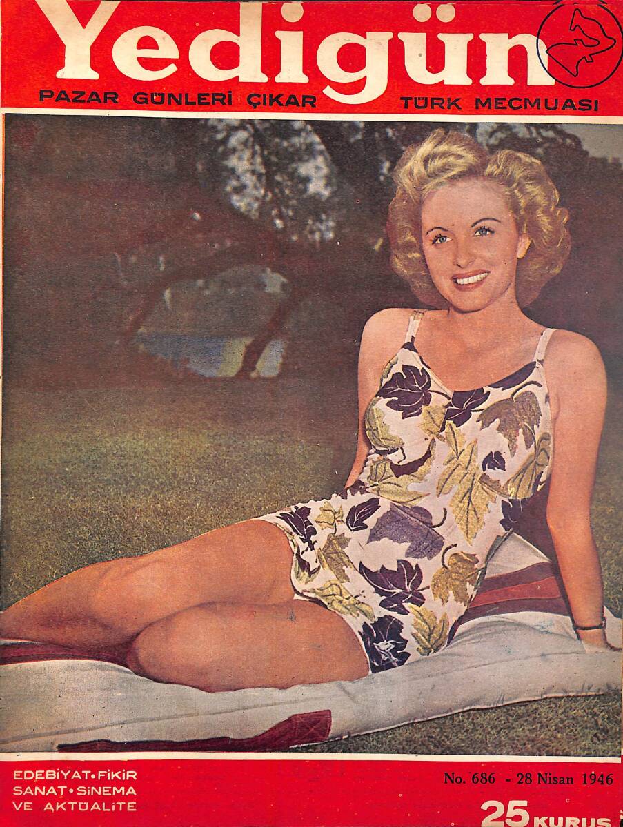 Yedigün Dergisi 28 Nisan 1946 Sayı 686 - Jean Kent Evlenmiştir - Lana Turner Haftada 2000 Dolar Kazanıyor NDR94624 - 1