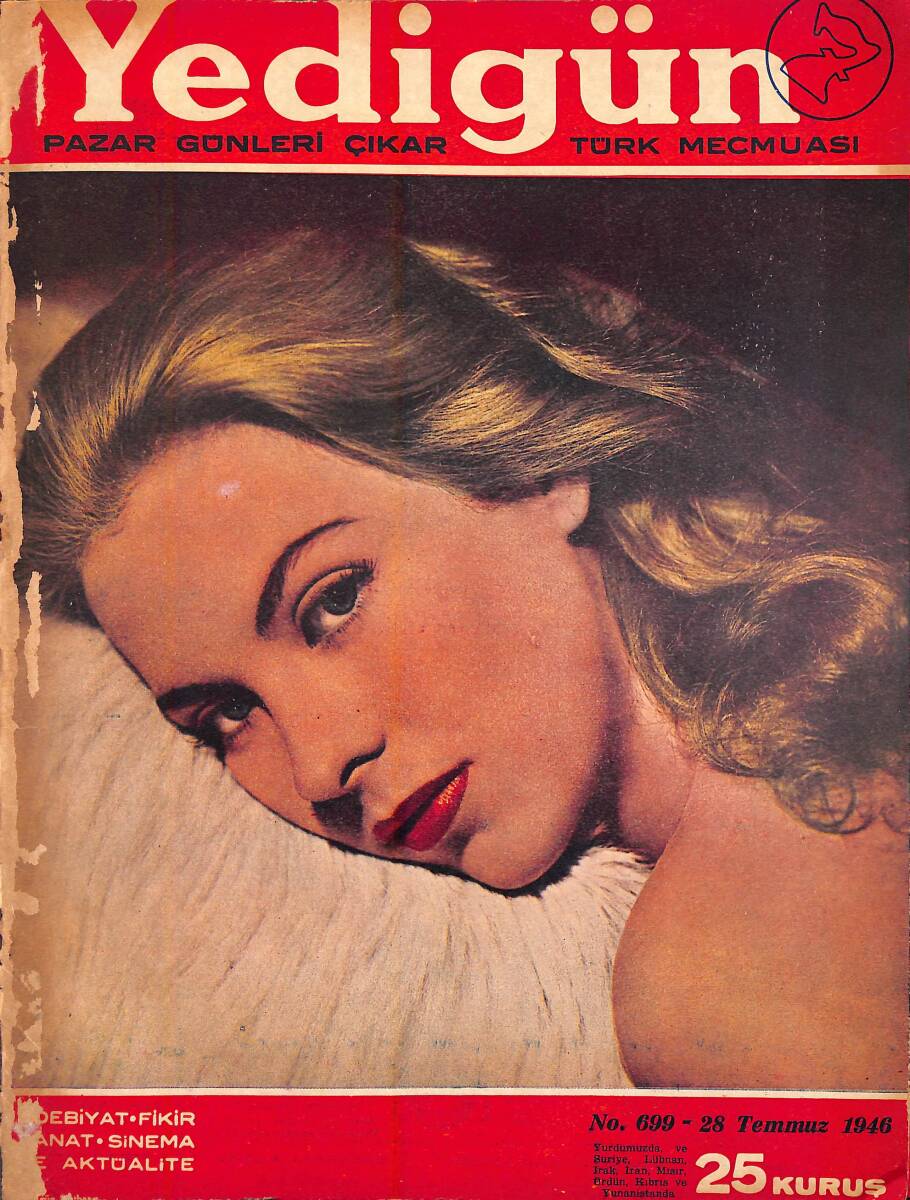 Yedigün Dergisi 28 Temmuz 1946 Sayı 699 - Mareşal Çakmak Evinde - Errol Flynn Artistlikten Romancılığa Geçmek İstiyor NDR94634 - 1