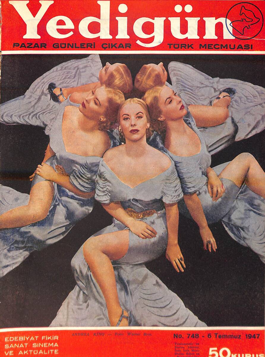Yedigün Dergisi 6 Temmuz 1947 No.748 - Kapak: Andrea King - Atatürk Ve Eseri - Hikmet Feridun Es - Ferdi Tuğman - Sait Faik Abasıyanık NDR93678 - 1