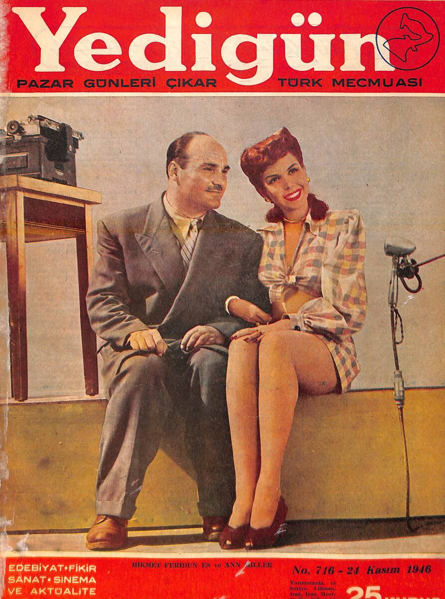 Yedigün Dergisi 24 Kasım 1946 No.716 - Kapak: Hikmet Feridun Es ve Ann Miller NDR95423 - 1