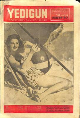 YEDİGÜN DERGİSİ Sayı34 3 Kasım 1949 - Kapak Ava Gardner, William Simpson, Mitlon Haven, Dünyanın En Büyük Teleskopu NDR68921 - 1