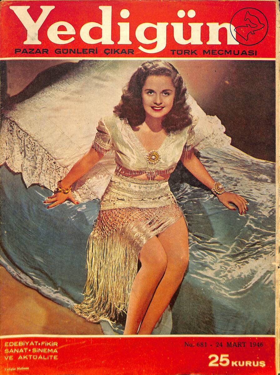 Yedigün Dergisi Türk Mecmuası 24 Mart 1946 No.681 – Kapak: Constance Moore – Çörçil Ressam – İflas Eden Bir İdeoloji NDR101672 - 1