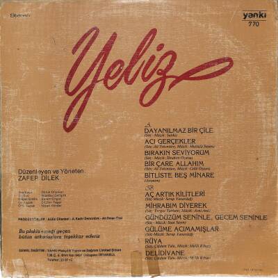 Yeliz (1980) - Dayanılmaz Bir Çile LP (107) PLK20456 - 2