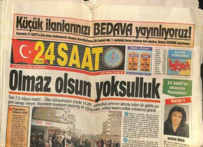 Yeni 24 Saat Gazetesi 24 Haziran 1996 - Orhan Gencebay Halk Konserlerine Çıkacağım GZ123115 - 1