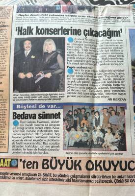 Yeni 24 Saat Gazetesi 24 Haziran 1996 - Orhan Gencebay Halk Konserlerine Çıkacağım GZ123115 - 2