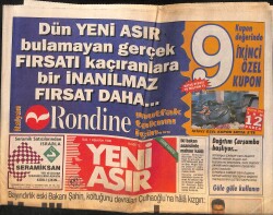 Yeni Asır Gazetesi 1 Ağustos 1995 - Göztepe Şöleni - Fener'e Güven Oyu - İki Bakan Asansörde Mahsur Kaldı GZ134286 - 1
