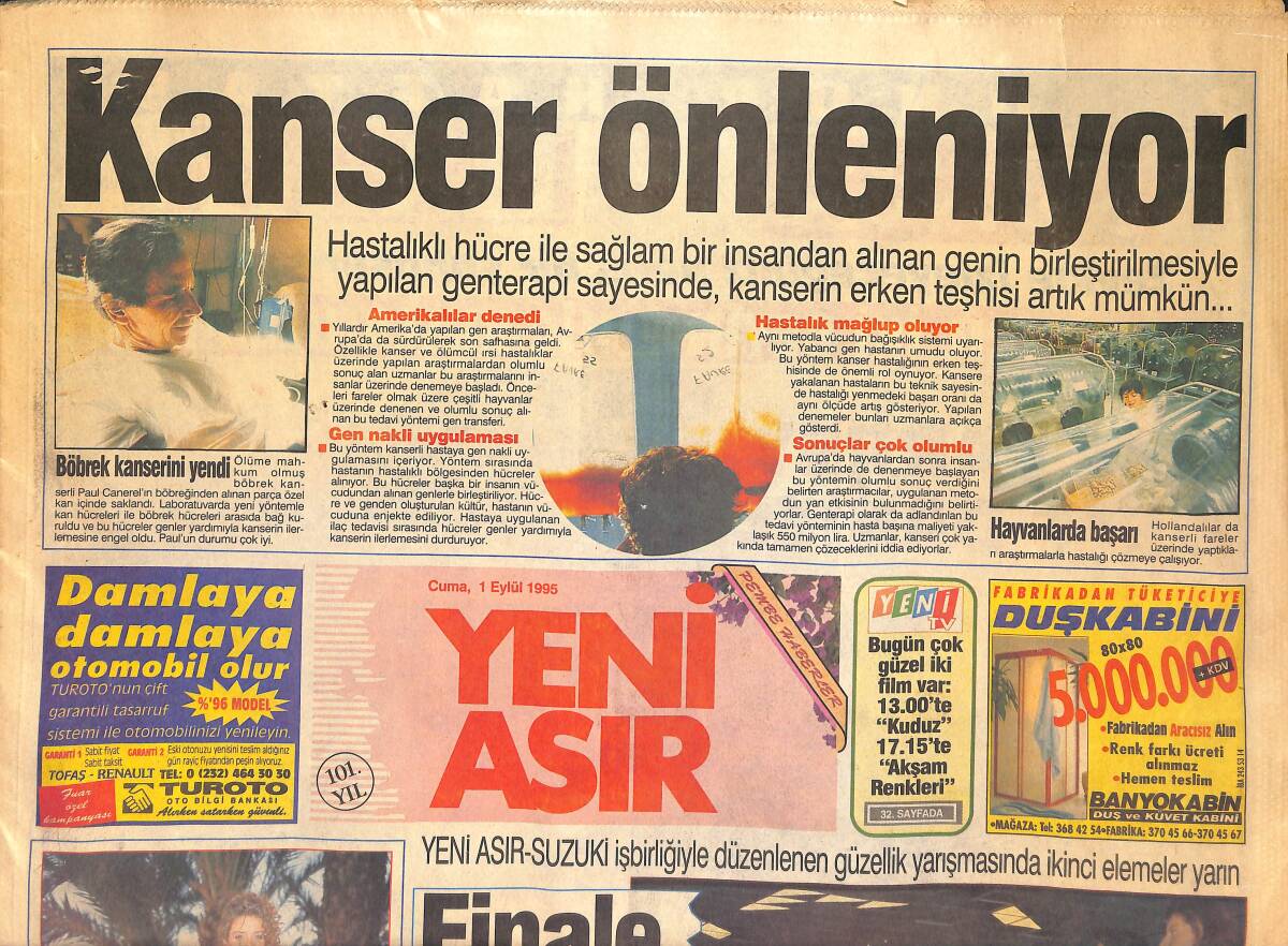 Yeni Asır Gazetesi 1 Eylül 1995 - Toyota'nın Motor Gücü Arttı - Mustafa Denizli'nin Samimi İtirafları GZ131523 - 1