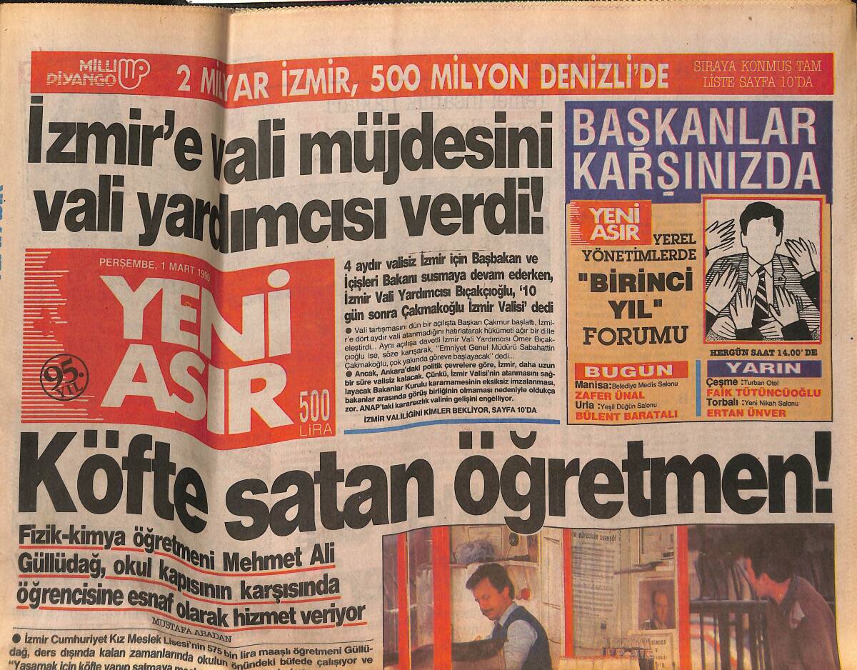 Yeni Asır Gazetesi 1 Mart 1990 - Tahran'da Diplomatik Skandal ! - Galatasaray 10 Milyara Yenileniyor GZ133834 - 1