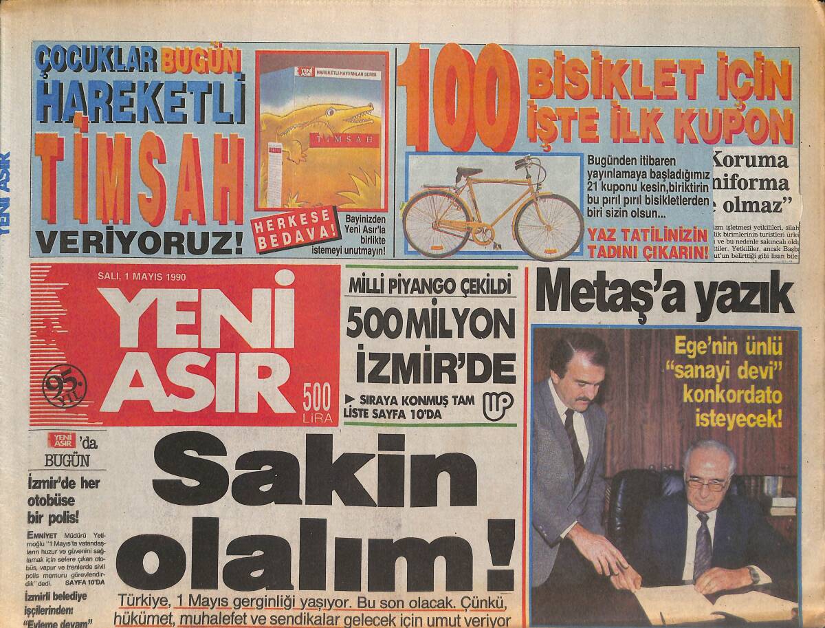 Yeni Asır Gazetesi 1 Mayıs 1990 - Maradona , Yine Formunun Zirvesinde - Fırsatı Bulan ANAP'ı Terkediyor GZ133584 - 1