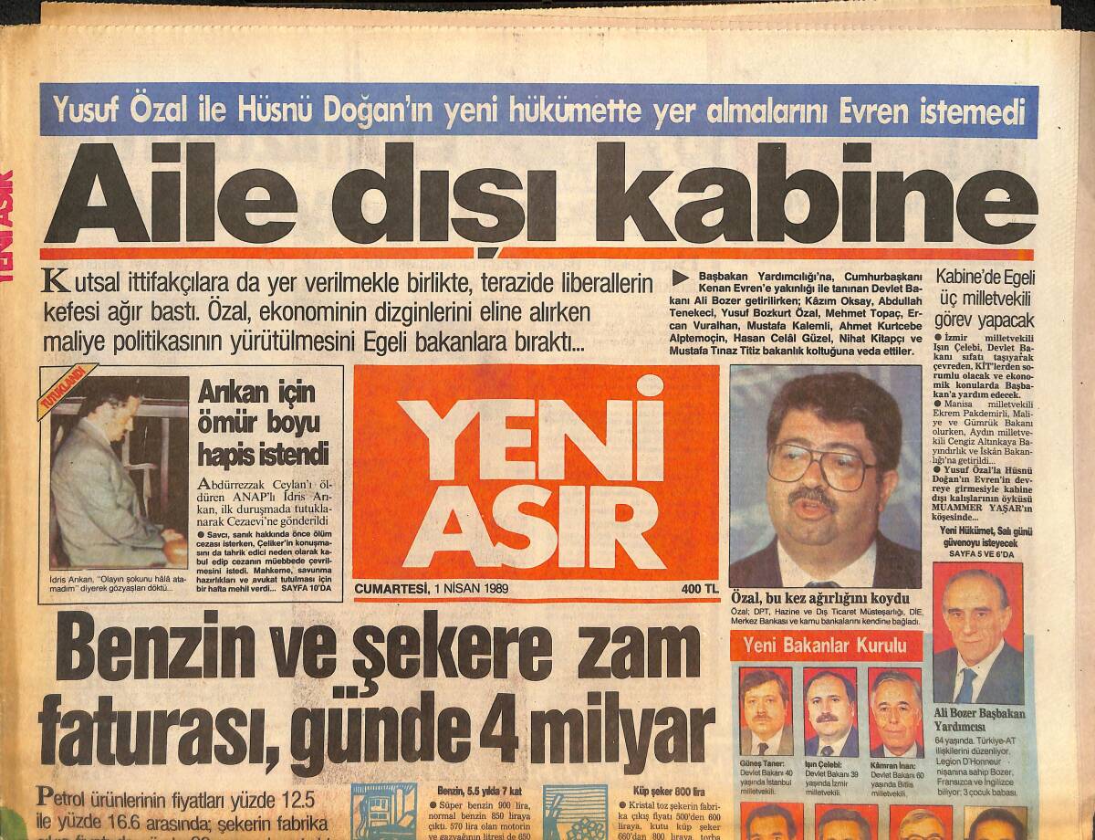 Yeni Asır Gazetesi 1 Nisan 1989 - Yüksel Uzel Sahnelere Veda Etti - Çeşme Belediyesi Borç İçinde GZ133693 - 1