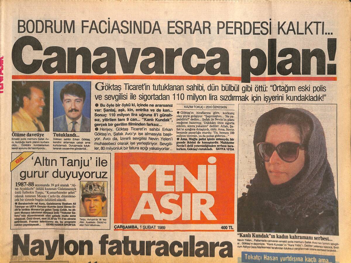 Yeni Asır Gazetesi 1 Şubat 1989 - Dayıoğlu'ndan Özfatra'ya Taş - Monaco , Galatasaray'ı Endişeyle Bekliyor GZ132077 - 1