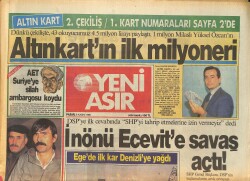 Yeni Asır Gazetesi 9 Kasım 1986 - Özal : '' Bankalar İkramiye Dağıtabilmeli '' - İnönü Ecevit'e Savaş Açtı GZ131612 - Gökçekoleksiyon