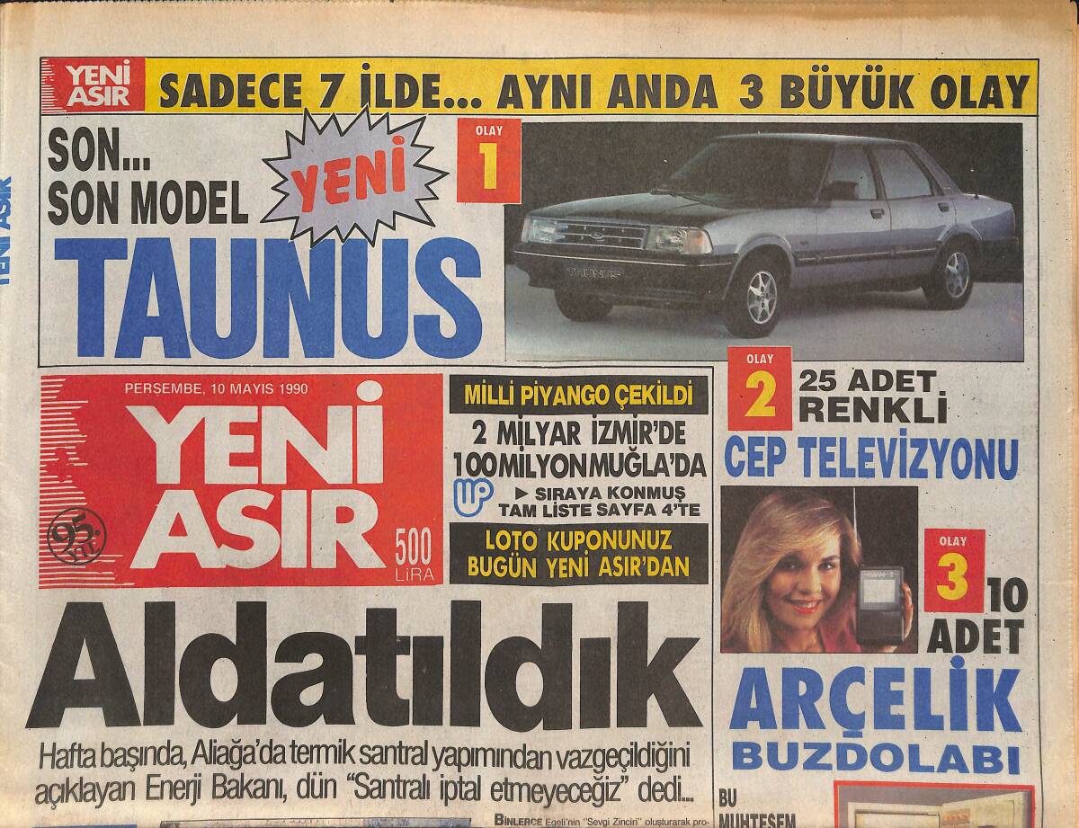 Yeni Asır Gazetesi 10 Mayıs 1990 - Bakanlar Kurulu Köşk'te Toplandı - Beşiktaş'ta Erken Bayram GZ133591 - 1