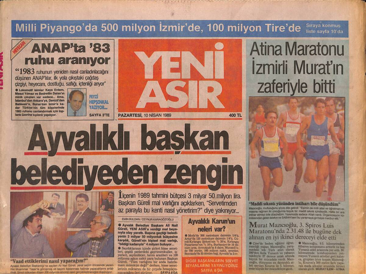 Yeni Asır Gazetesi 10 Nisan 1989 - Mory Kante'den Barış Çağrısı - Siirt'te Korku Dağları Bekliyor ! GZ134339 - 1