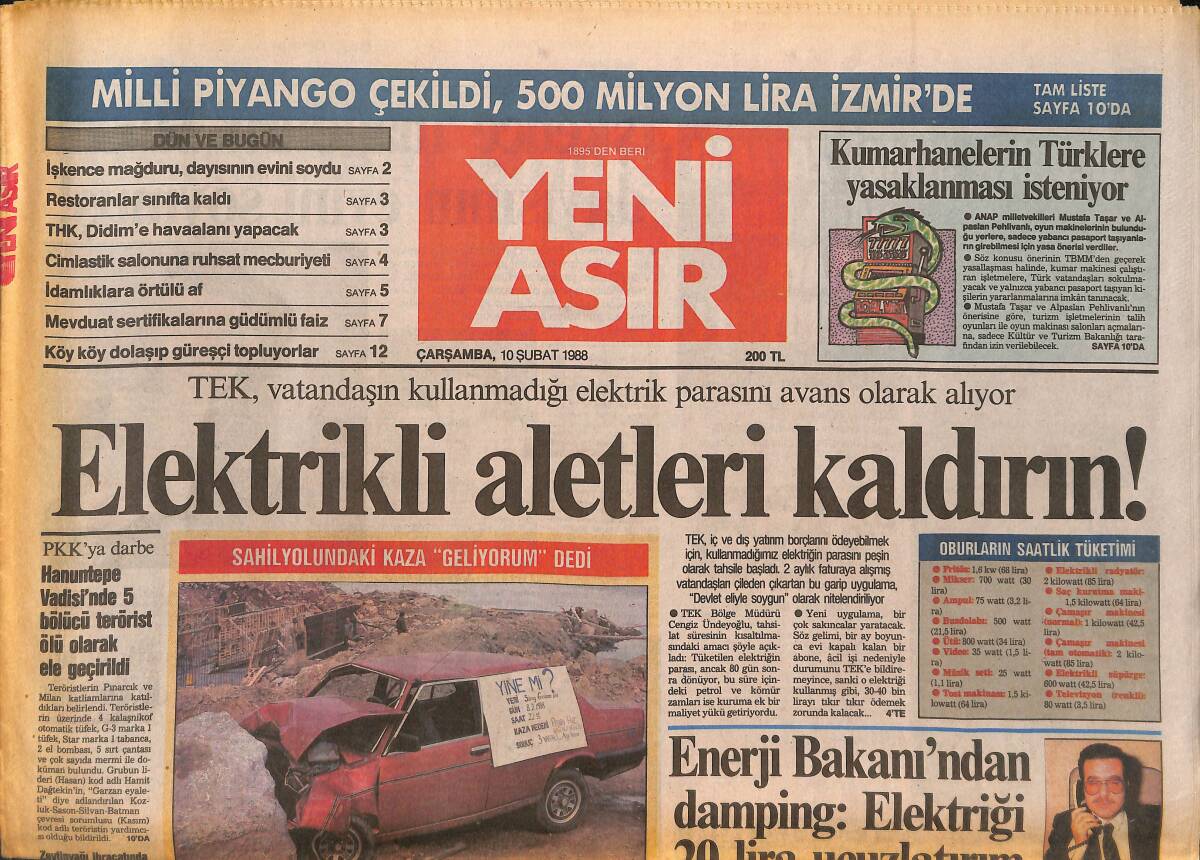 Yeni Asır Gazetesi 10 Şubat 1988 - Emel Sayın : Sadece Güldüm - Özfatura Ekibi Çatladı GZ133733 - 1