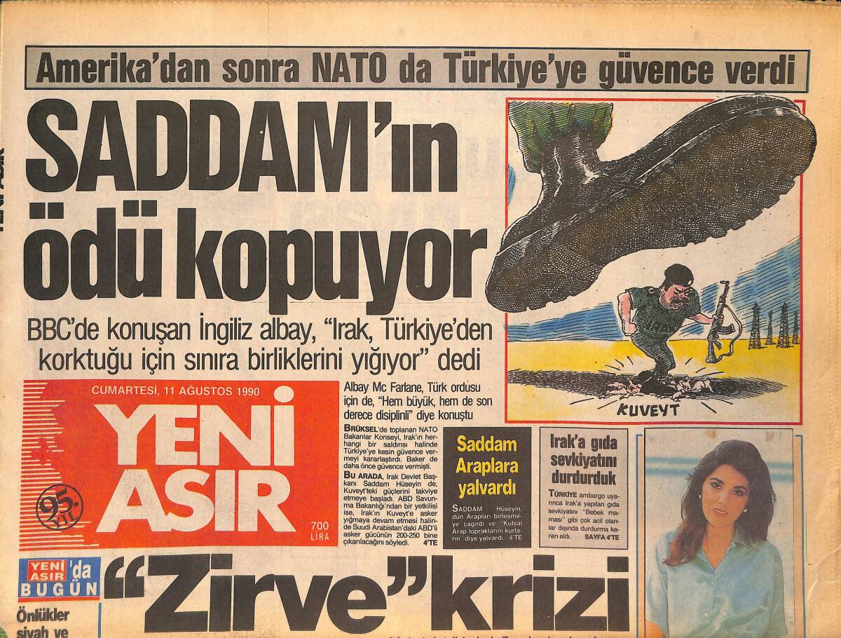 Yeni Asır Gazetesi 11 Ağustos 1990 - Saddam'ın Ödü Kopuyor - Bülent Ersoy Arsaya Yatırıyor GZ133473 - 1