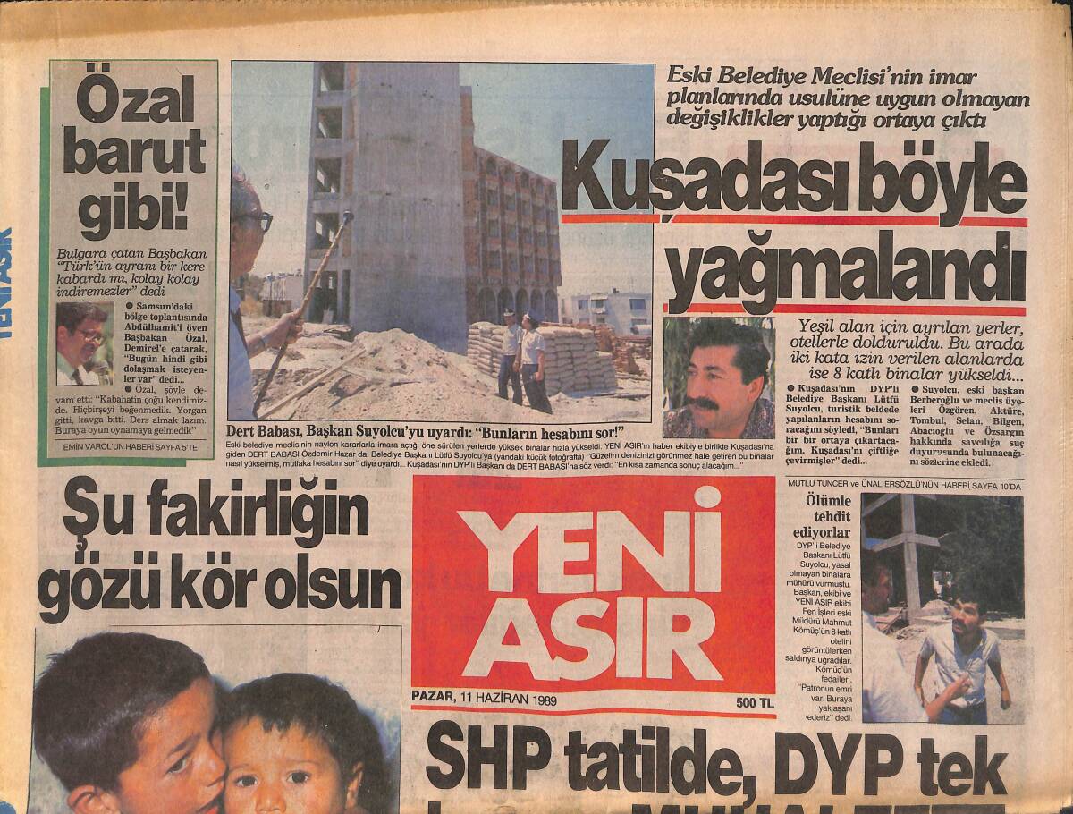 Yeni Asır Gazetesi 11 Haziran 1989 - Altay , Kader Maçına Hazır - Kuşadası Böyle Yağmalandı GZ133695 - 1