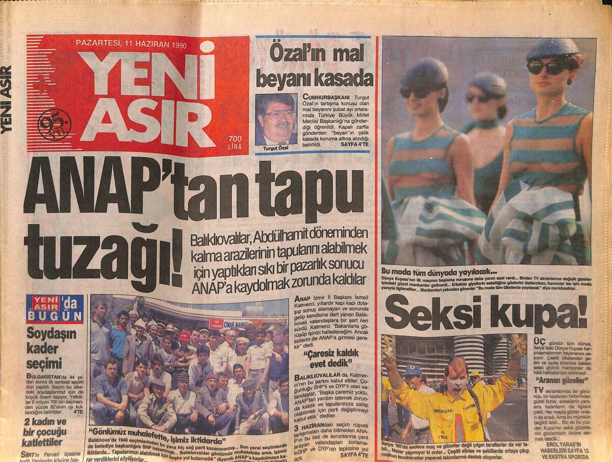 Yeni Asır Gazetesi 11 Haziran 1990 - ANAP'tan Tapu Tuzağı ! - Özal'ın Mal Beyanı Kasada GZ133833 - 1