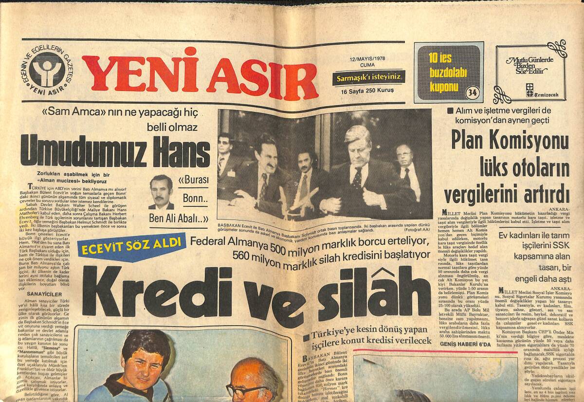 Yeni Asır Gazetesi 12 Mayıs 1978 - Dünya Kupası Basın Merkezine Bomba Atıldı GZ133647 - 1