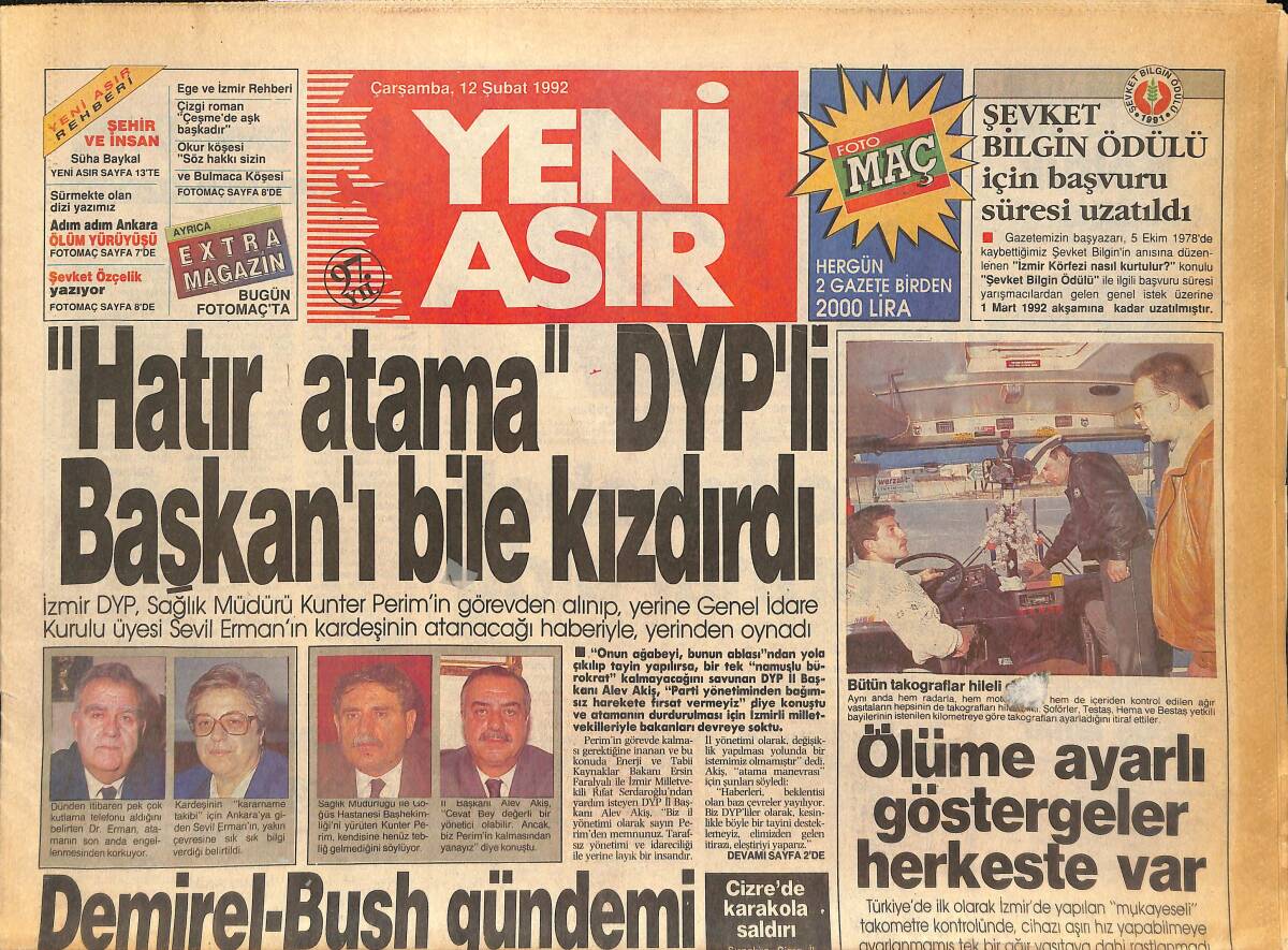 Yeni Asır Gazetesi 12 Şubat 1992 - Jüri , Mike Tyson'ı Suçlu Buldu - İzmir'de İlk Miyop Ameliyatı GZ133672 - 1