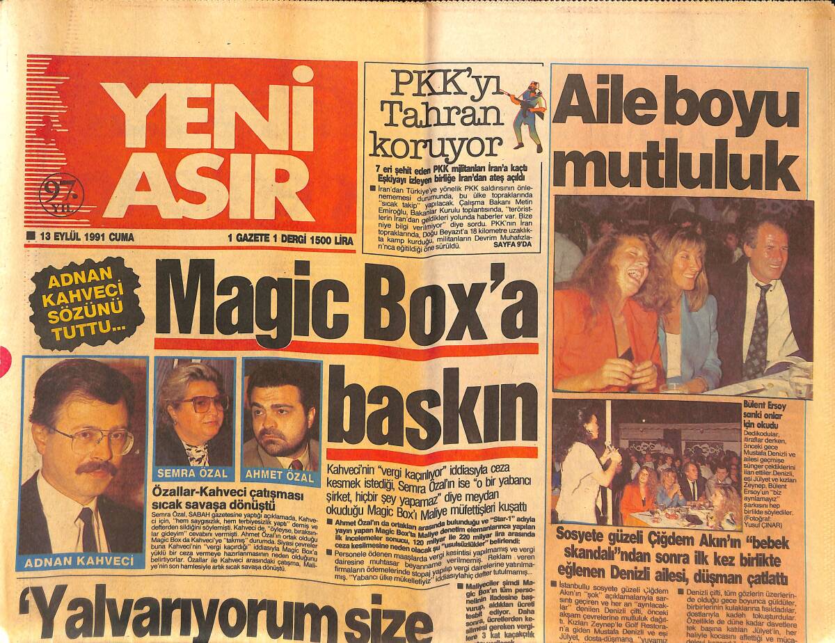Yeni Asır Gazetesi 13 Eylül 1991 - Nazan Şoray'da Mini Konser Verdi - Kıbrıs Zirvesi Çıkmaza Girdi GZ147134 - 1