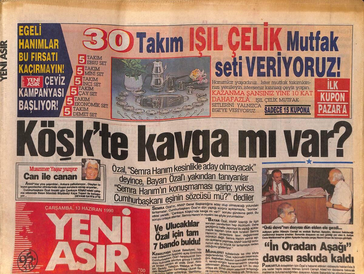 Yeni Asır Gazetesi 13 Haziran 1990 - Turist Rehberi AIDS Pençesinde - Gorbi'ye Büyük Bir Darbe Daha GZ133832 - 1