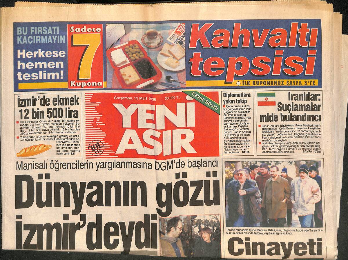 Yeni Asır Gazetesi 13 Mart 1996 - Daum'dan Teselli - Dünyanın Gözü İzmir'deydi GZ133748 - 1