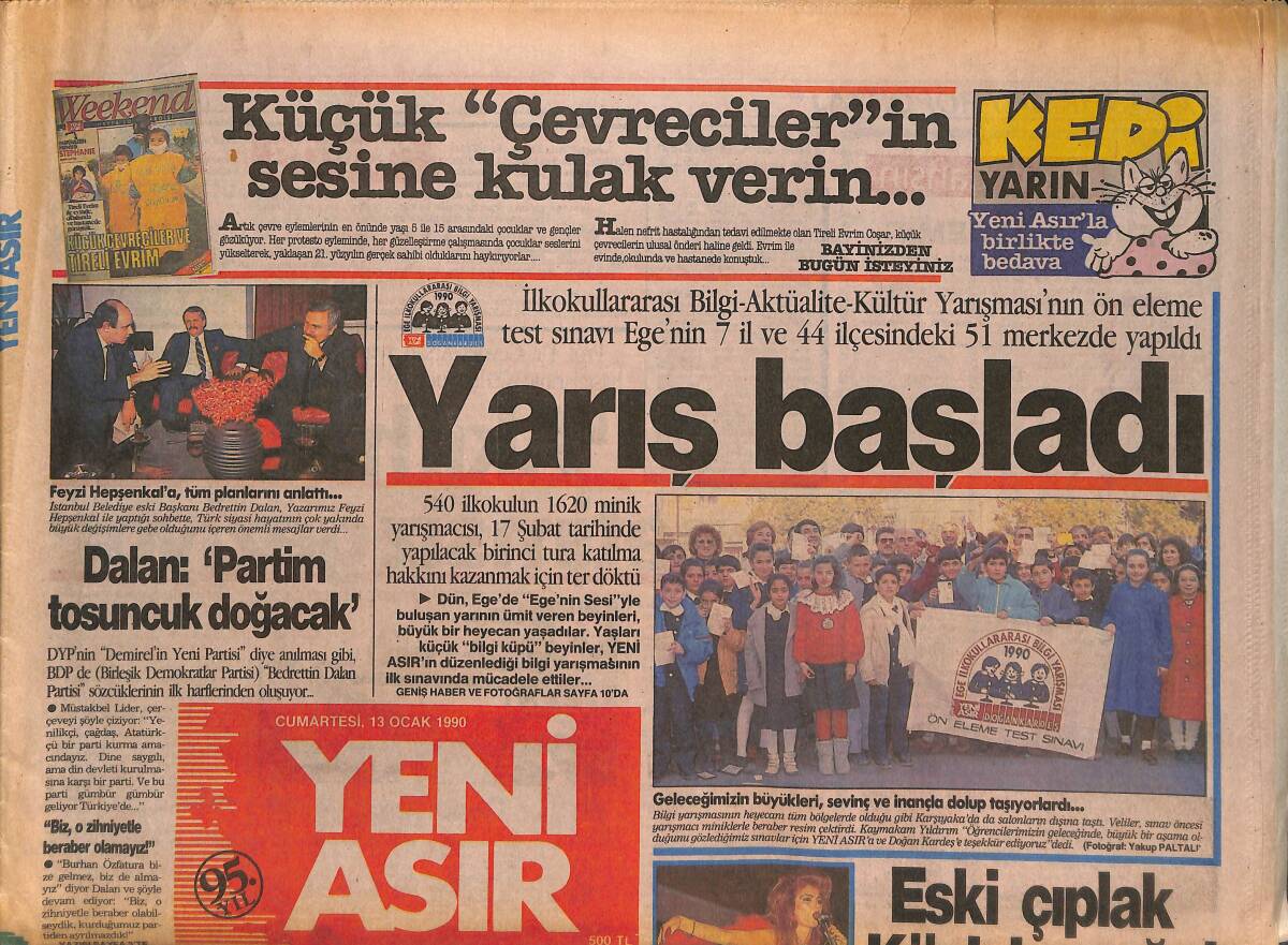 Yeni Asır Gazetesi 13 Ocak 1990 - Sovyetler'de Müthiş Karar - Dalan : ' Partim Tosuncuk Doğacak ' GZ134329 - 1