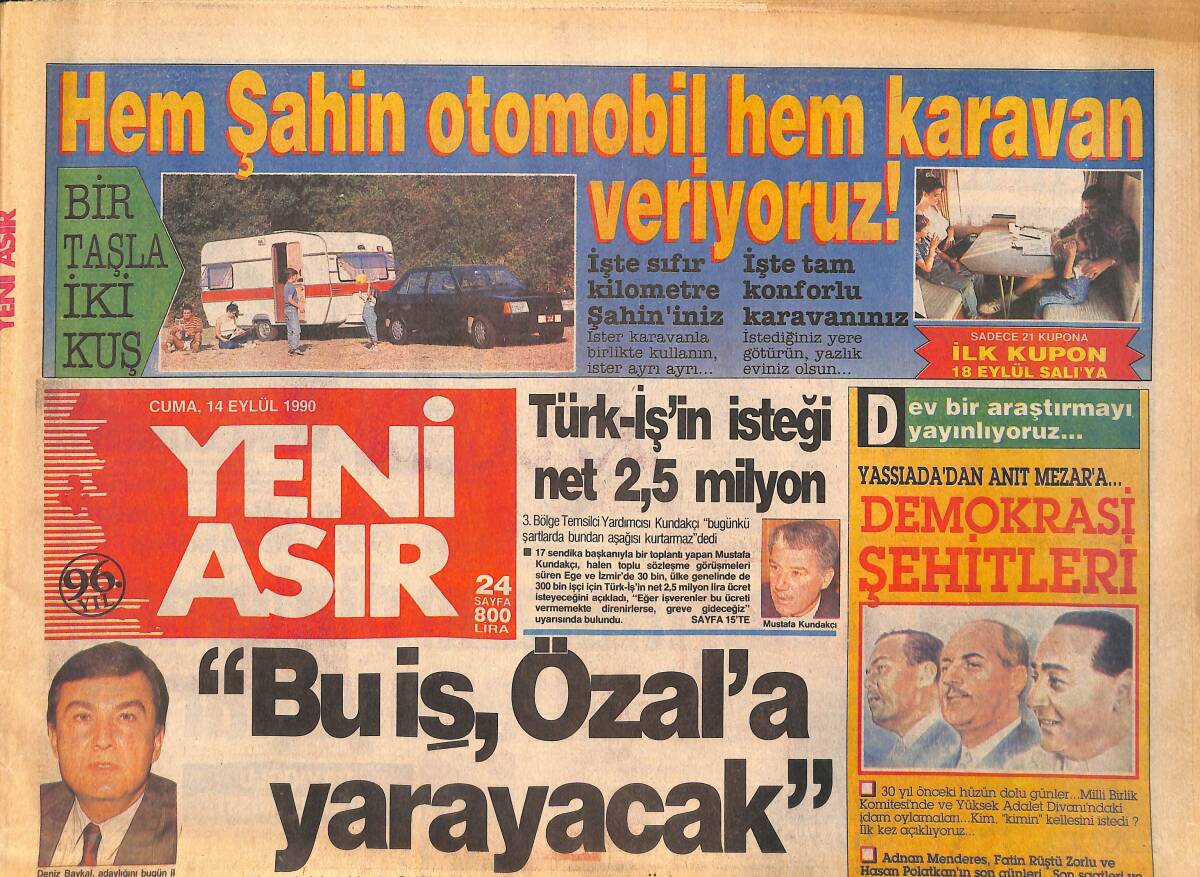 Yeni Asır Gazetesi 14 Eylül 1990 - Nükhet Duru'nun Muhteşem Dönüşü - ABD Ordusu Henüz Savaşa Hazır Değil GZ133457 - 1