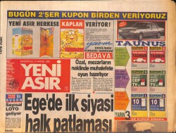 Yeni Asır Gazetesi 14 Mayıs 1990 - Marmaris'te Yat Şenliği - Hüner Coşkuner ' Beni Sevmeni İstiyorum ' Kaset Afişi GZ133590 - 1