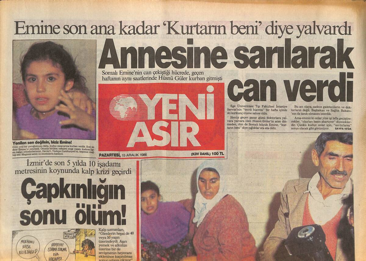 Yeni Asır Gazetesi 15 Aralık 1986 - Özal Meclis'i Terketti - Kuduz İzmir'de Yılın 6. Kurbanını Aldı GZ132090 - 1