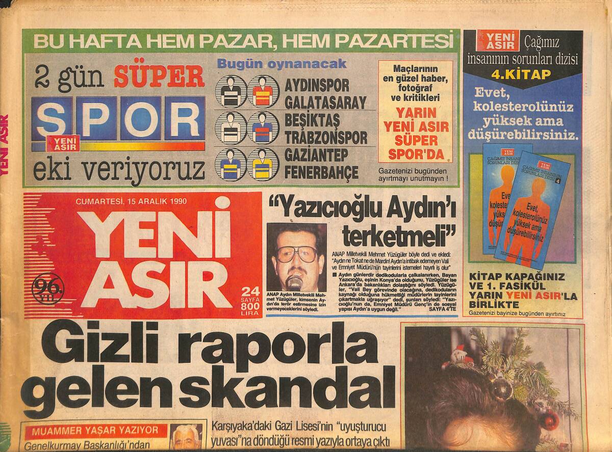 Yeni Asır Gazetesi 15 Aralık 1990 - Torumtay Konuşacak - Akbulut'un Yenilgisi GZ133752 - 1