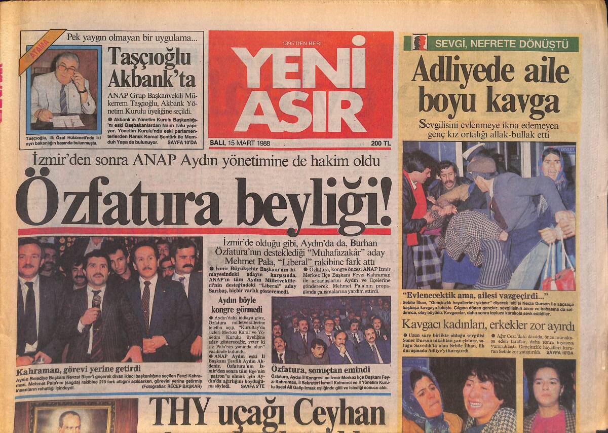 Yeni Asır Gazetesi 15 Mart 1988 - Altay İle KSK Gece Oynayacak - Tanju Atıyor Ama Coine Daha Hızlı - 1
