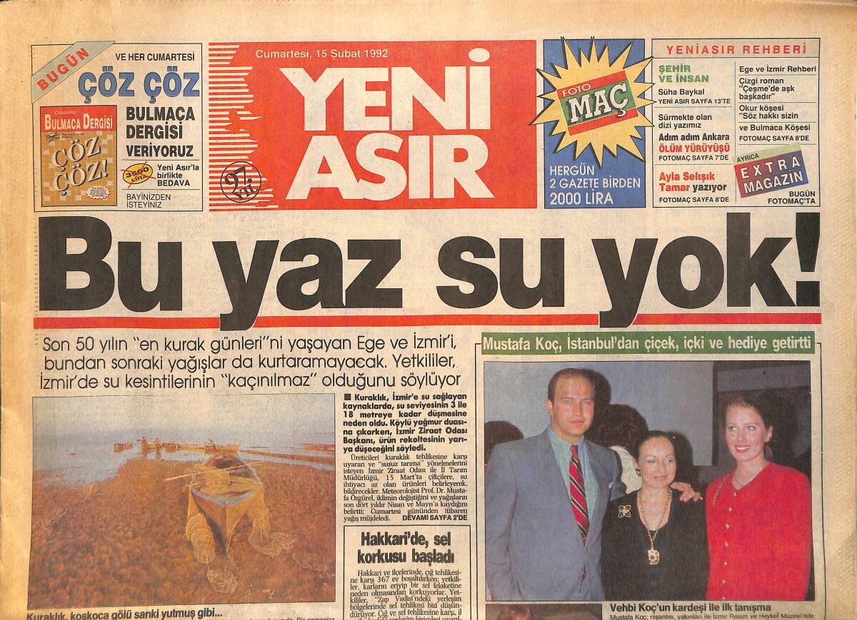 Yeni Asır Gazetesi 15 Şubat 1992 - Demirel : Ermenistan Şımarırsa Savaş Çıkar - Mike Tyson'ı , Rüşvet Bile Kurtarmadı GZ133639 - 1