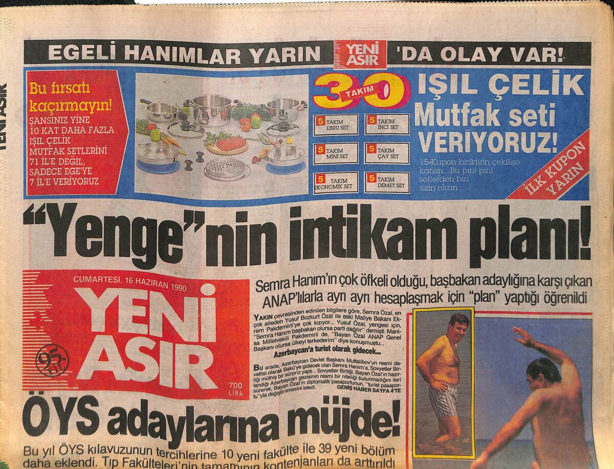 Yeni Asır Gazetesi 16 Haziran 1990 - Baykal Rüzgarı ! - Yunanistan'da Askerlik Kısalıyor GZ133830 - 1