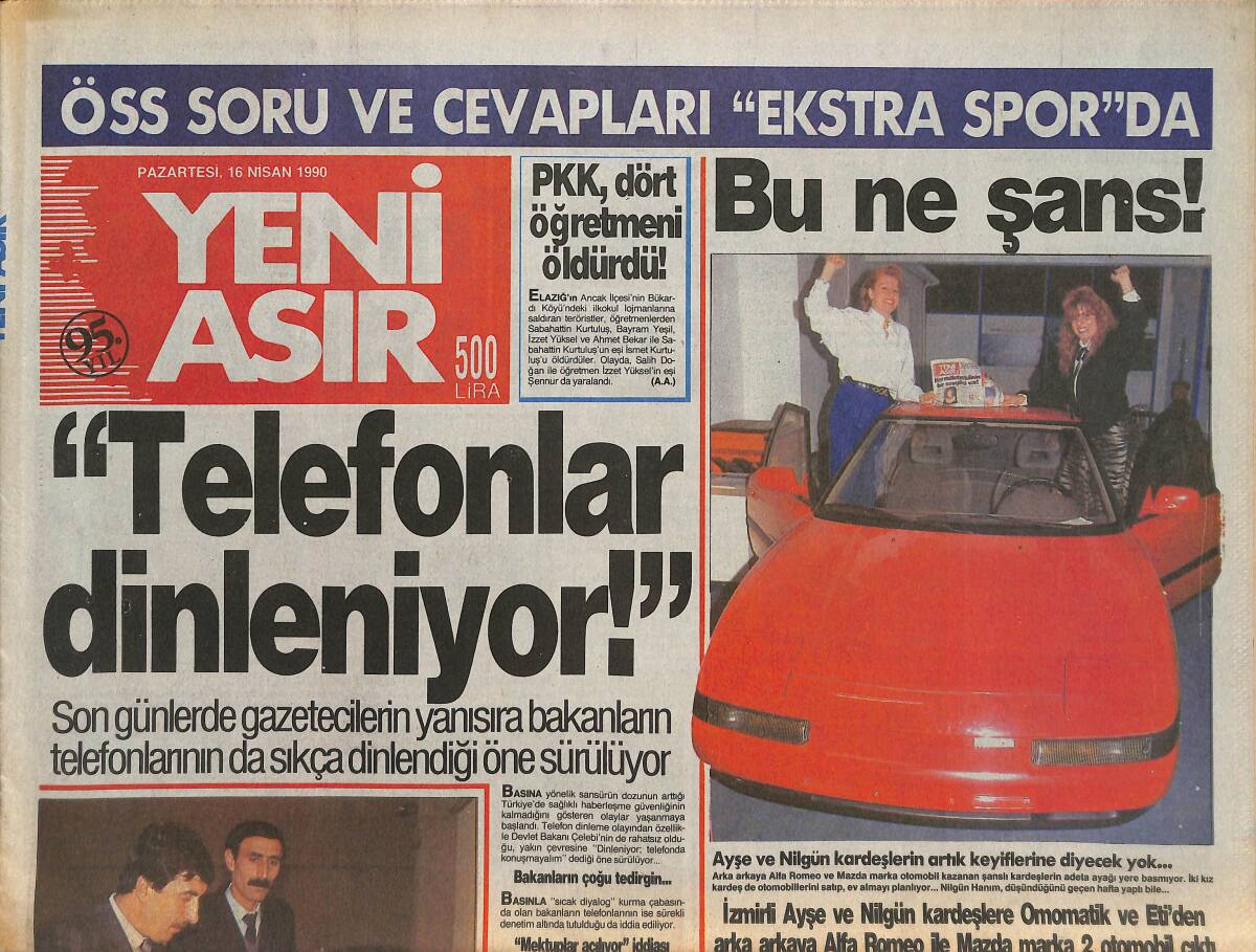 Yeni Asır Gazetesi 16 Nisan 1990 - Fenerbahçe Tarih Yazdı - Muğla Valisi Ve Eşi Ölümden Döndü GZ133668 - 1