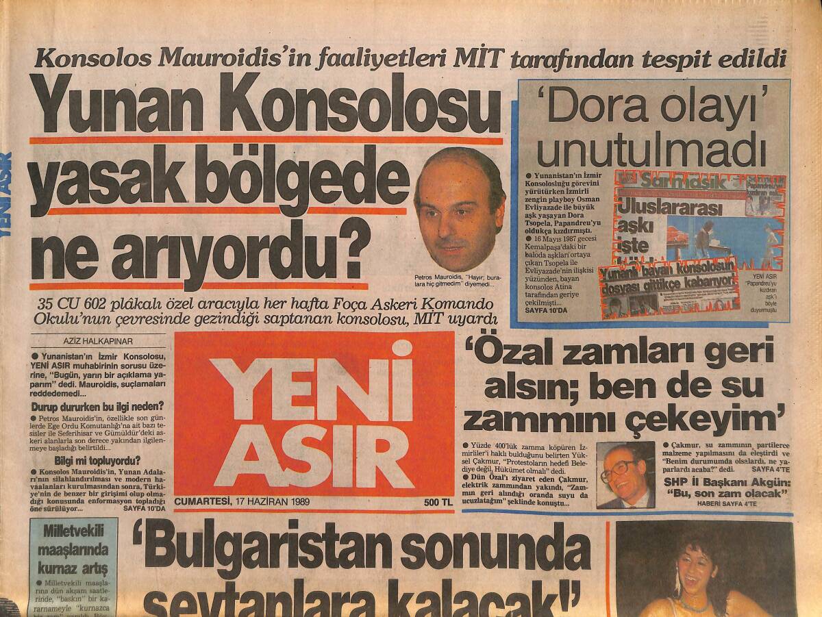 Yeni Asır Gazetesi 17 Haziran 1989 - Ve , Stankoviç Devri Kapandı - Yunan Konsolosu Yasak Bölgede Ne Arıyordu ? GZ133729 - 1