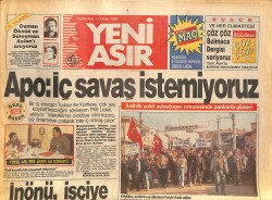 Yeni Asır Gazetesi 18 Ocak 1992 - Apo : İç Savaş İstemiyoruz - PKK , Türkiye Partisi Kuruyor GZ131587 - Gökçekoleksiyon